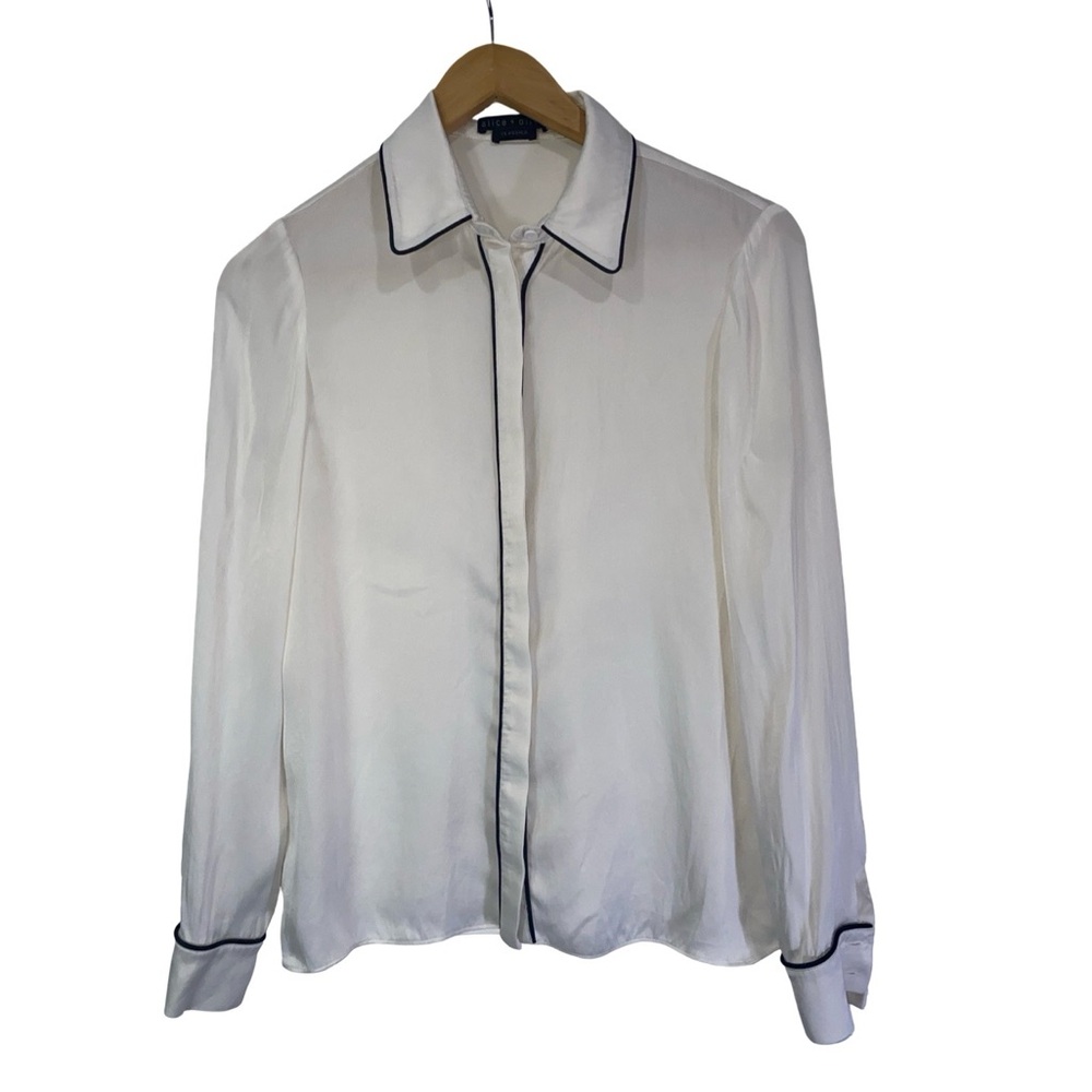 Alice‎ + Olivia black and white long sleeve button down blouse size S